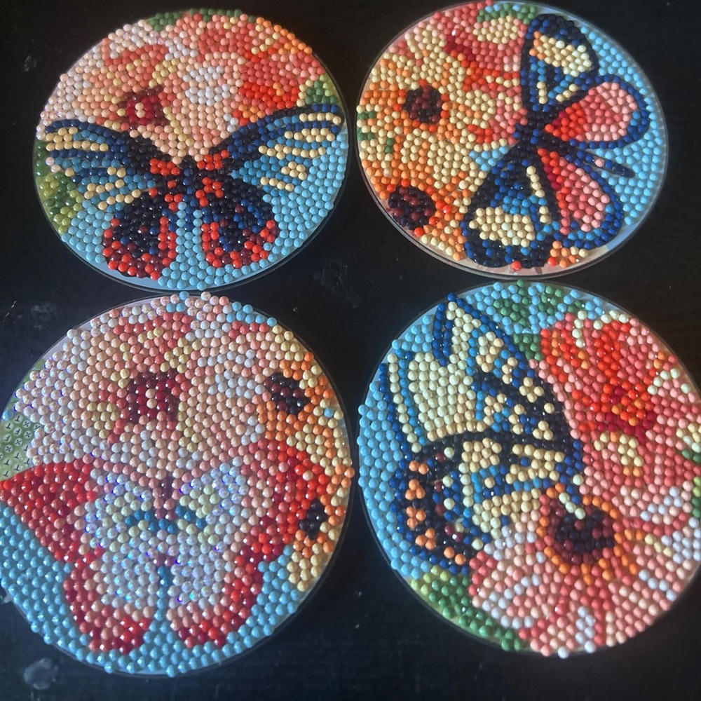 Colorful Beaded Butterfly Coasters (homemade)